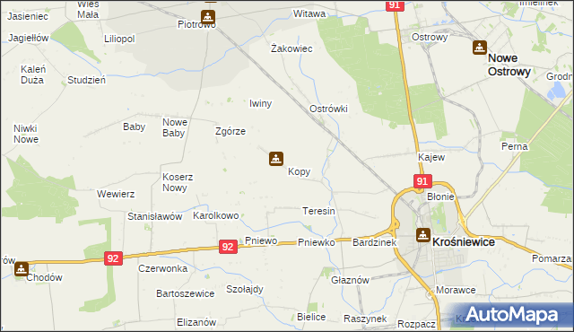 mapa Kopy gmina Krośniewice, Kopy gmina Krośniewice na mapie Targeo