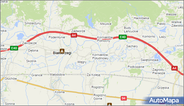 mapa Korniaktów Południowy, Korniaktów Południowy na mapie Targeo