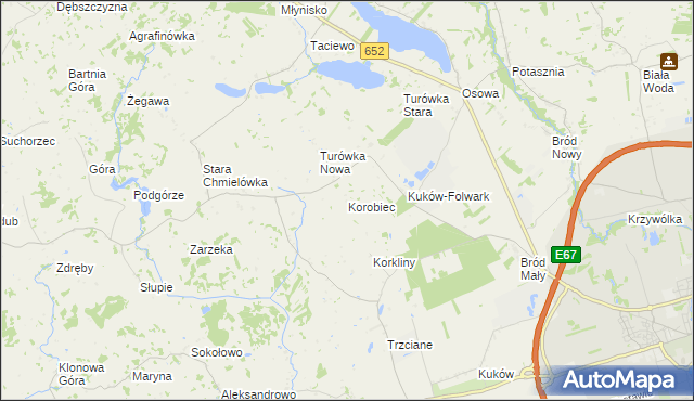 mapa Korobiec, Korobiec na mapie Targeo