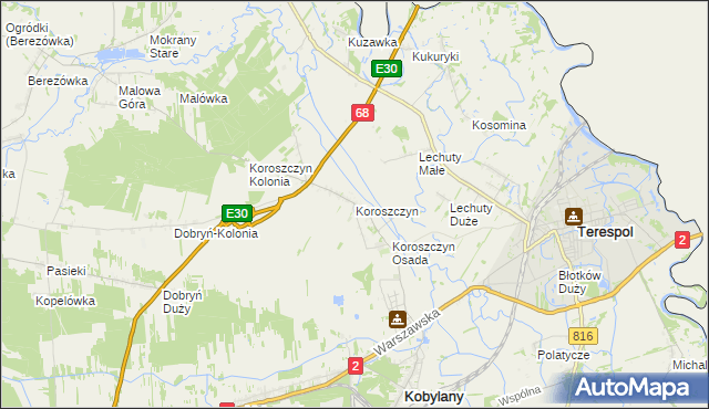 mapa Koroszczyn, Koroszczyn na mapie Targeo