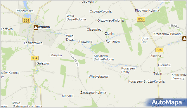 mapa Kosarzew Dolny-Kolonia, Kosarzew Dolny-Kolonia na mapie Targeo