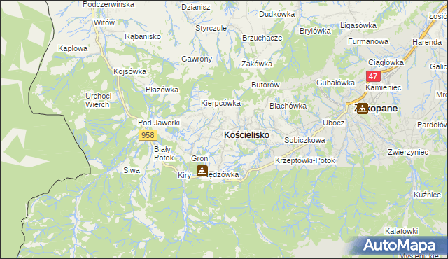 mapa Kościelisko, Kościelisko na mapie Targeo