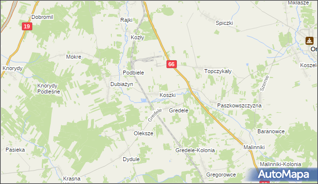 mapa Koszki, Koszki na mapie Targeo