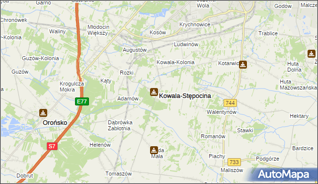 mapa Kowala-Stępocina, Kowala-Stępocina na mapie Targeo