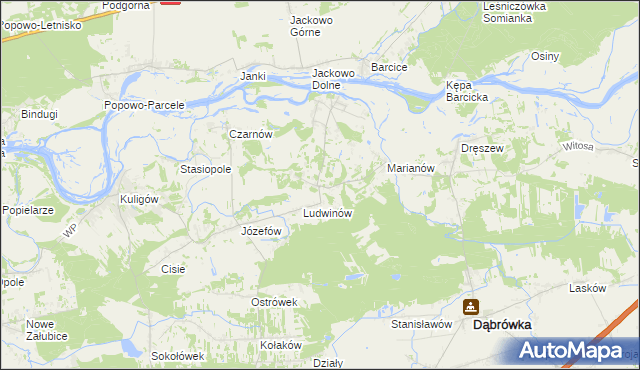 mapa Kowalicha gmina Dąbrówka, Kowalicha gmina Dąbrówka na mapie Targeo