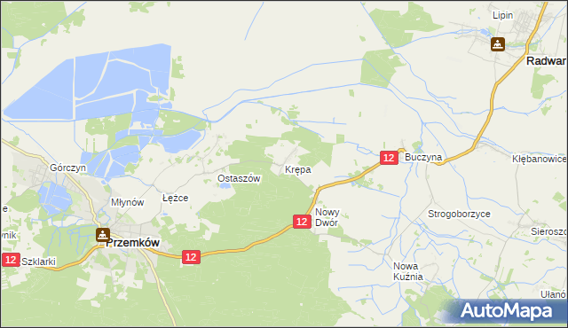 mapa Krępa gmina Przemków, Krępa gmina Przemków na mapie Targeo