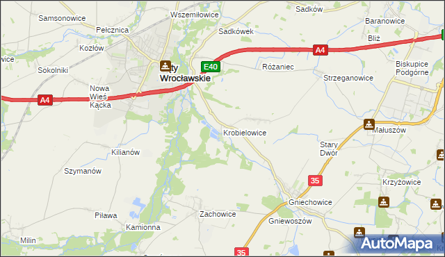 mapa Krobielowice, Krobielowice na mapie Targeo