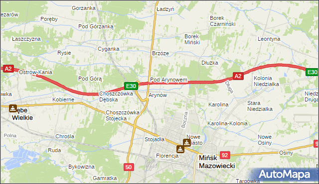 mapa Królewiec gmina Mińsk Mazowiecki, Królewiec gmina Mińsk Mazowiecki na mapie Targeo