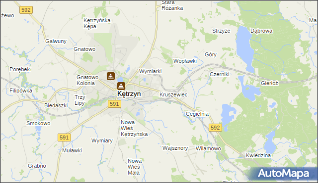 mapa Kruszewiec gmina Kętrzyn, Kruszewiec gmina Kętrzyn na mapie Targeo