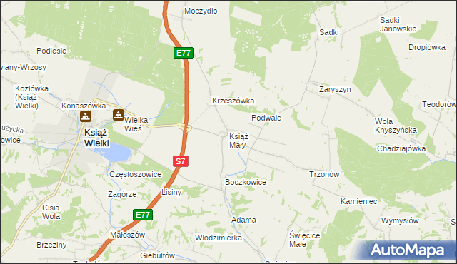 mapa Książ Mały, Książ Mały na mapie Targeo