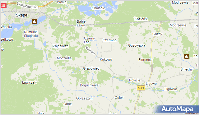 mapa Kukowo gmina Skępe, Kukowo gmina Skępe na mapie Targeo