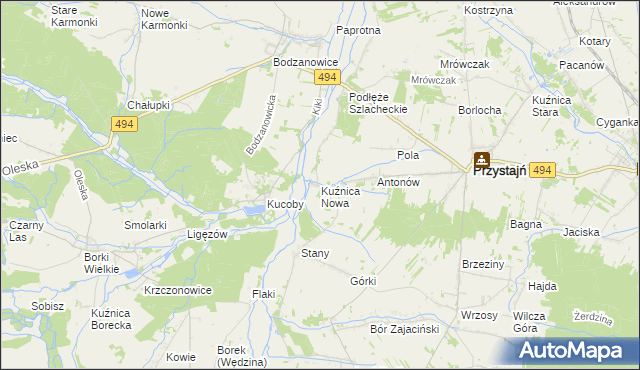mapa Kuźnica Nowa, Kuźnica Nowa na mapie Targeo