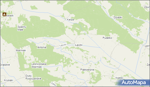 mapa Łączki gmina Łyse, Łączki gmina Łyse na mapie Targeo