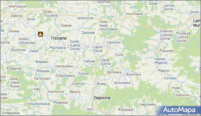 mapa Łąkta Górna, Łąkta Górna na mapie Targeo