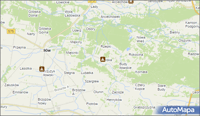 mapa Łaziska gmina Iłów, Łaziska gmina Iłów na mapie Targeo