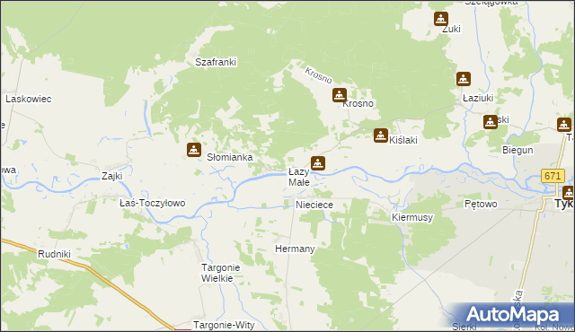mapa Łazy Małe, Łazy Małe na mapie Targeo