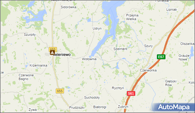 mapa Leszczewo gmina Jeleniewo, Leszczewo gmina Jeleniewo na mapie Targeo