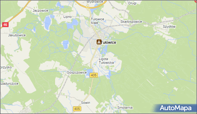 mapa Ligota Tułowicka, Ligota Tułowicka na mapie Targeo