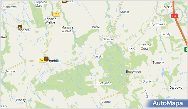 mapa Liszki gmina Rychliki, Liszki gmina Rychliki na mapie Targeo