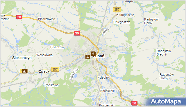 mapa Lubań, Lubań na mapie Targeo