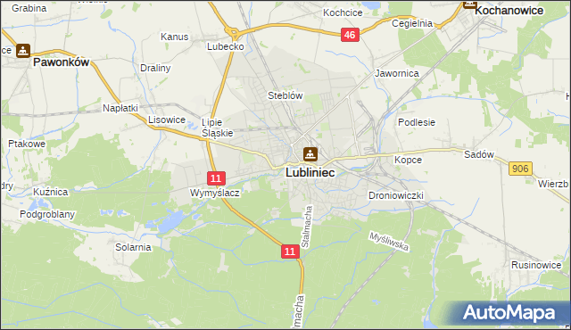 mapa Lubliniec, Lubliniec na mapie Targeo