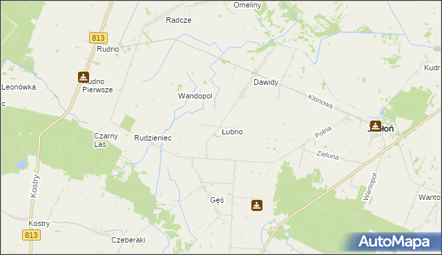 mapa Łubno gmina Jabłoń, Łubno gmina Jabłoń na mapie Targeo