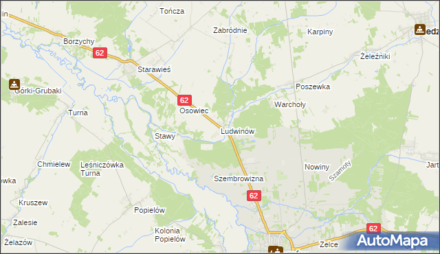 mapa Ludwinów gmina Liw, Ludwinów gmina Liw na mapie Targeo
