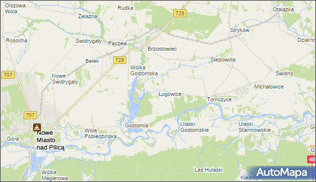 mapa Ługowice, Ługowice na mapie Targeo