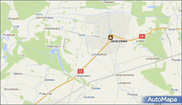 mapa Łukaszewo gmina Jaraczewo, Łukaszewo gmina Jaraczewo na mapie Targeo