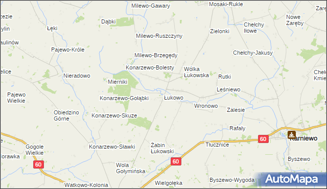 mapa Łukowo gmina Karniewo, Łukowo gmina Karniewo na mapie Targeo