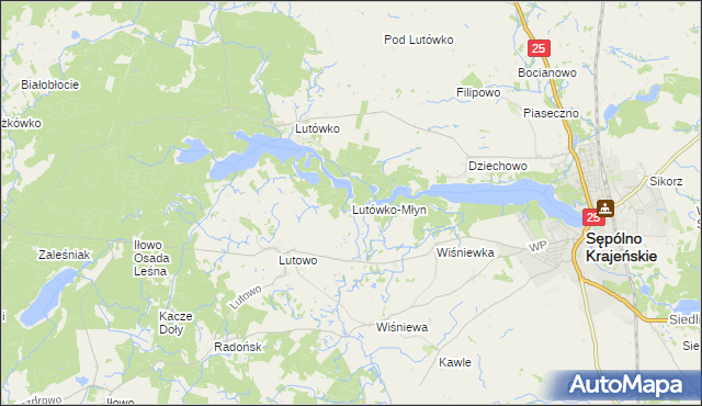 mapa Lutówko-Młyn, Lutówko-Młyn na mapie Targeo