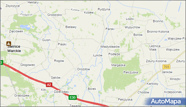 mapa Łyków, Łyków na mapie Targeo