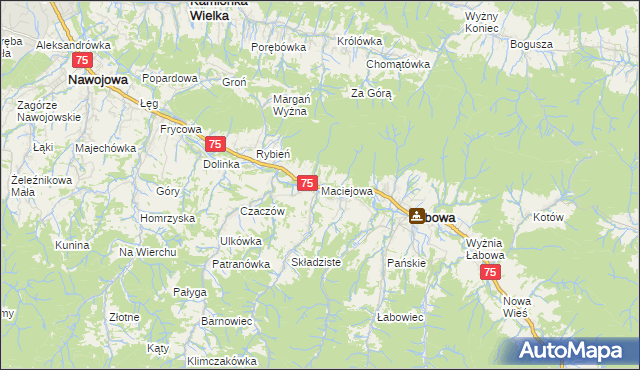 mapa Maciejowa, Maciejowa na mapie Targeo
