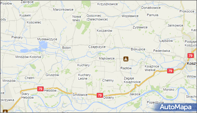 mapa Majkowice gmina Nowe Brzesko, Majkowice gmina Nowe Brzesko na mapie Targeo