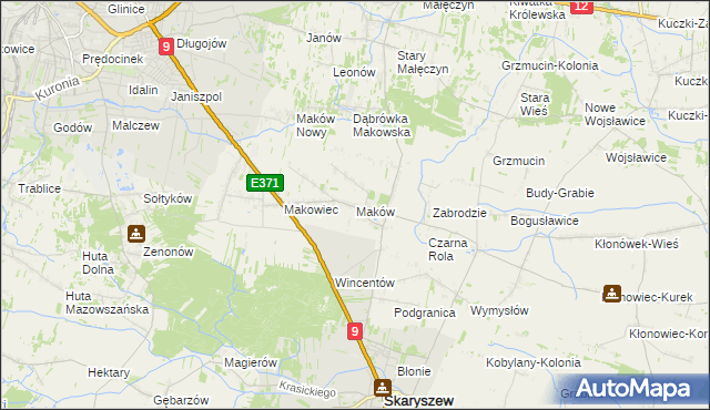 mapa Maków gmina Skaryszew, Maków gmina Skaryszew na mapie Targeo