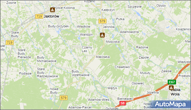 mapa Makówka gmina Grodzisk Mazowiecki, Makówka gmina Grodzisk Mazowiecki na mapie Targeo