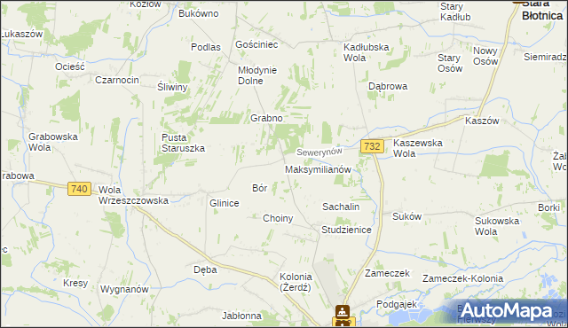 mapa Maksymilianów gmina Przytyk, Maksymilianów gmina Przytyk na mapie Targeo