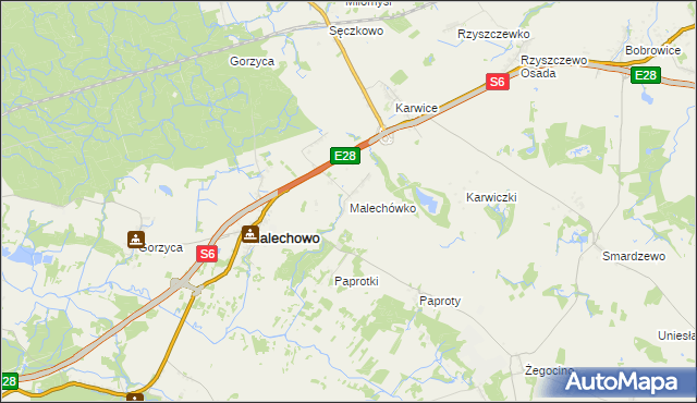 mapa Malechówko, Malechówko na mapie Targeo