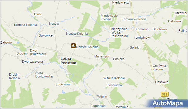 mapa Mariampol gmina Leśna Podlaska, Mariampol gmina Leśna Podlaska na mapie Targeo