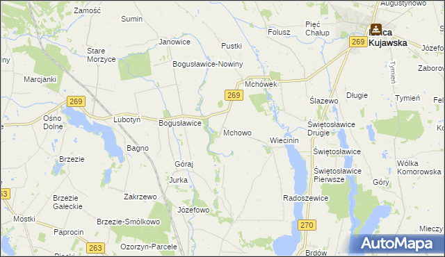 mapa Mchowo gmina Babiak, Mchowo gmina Babiak na mapie Targeo