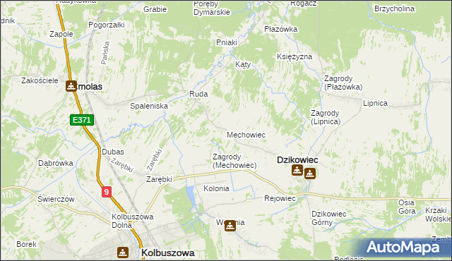 mapa Mechowiec, Mechowiec na mapie Targeo