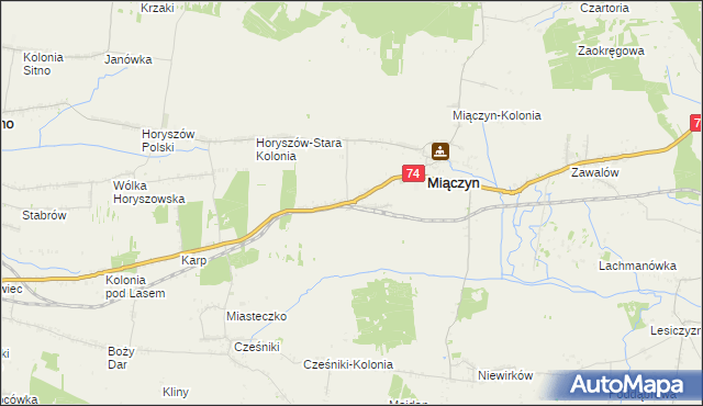 mapa Miączyn-Stacja, Miączyn-Stacja na mapie Targeo