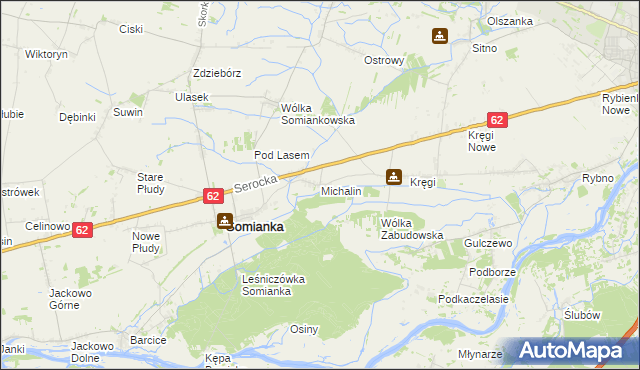 mapa Michalin gmina Somianka, Michalin gmina Somianka na mapie Targeo