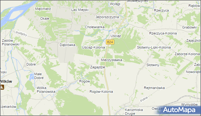 mapa Mieczysławka gmina Karczmiska, Mieczysławka gmina Karczmiska na mapie Targeo
