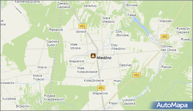 mapa Miedźno powiat kłobucki, Miedźno powiat kłobucki na mapie Targeo