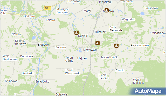 mapa Miękoszyn, Miękoszyn na mapie Targeo