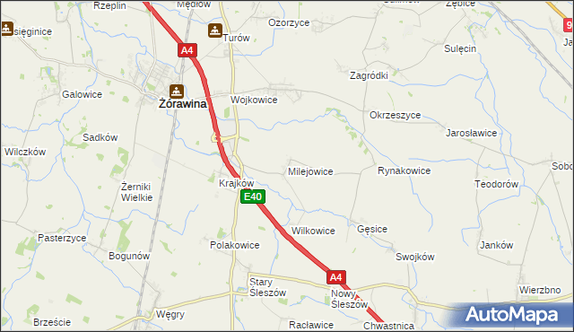 mapa Milejowice gmina Żórawina, Milejowice gmina Żórawina na mapie Targeo