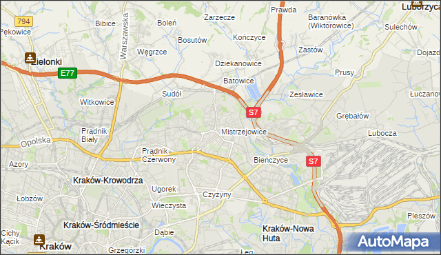 mapa Mistrzejowice, Mistrzejowice na mapie Targeo