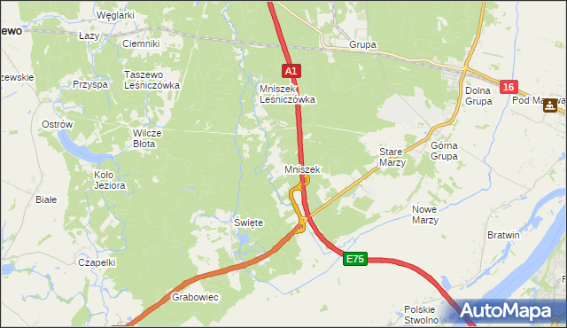 mapa Mniszek gmina Dragacz, Mniszek gmina Dragacz na mapie Targeo