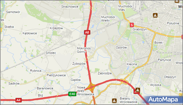 mapa Mokronos Dolny, Mokronos Dolny na mapie Targeo